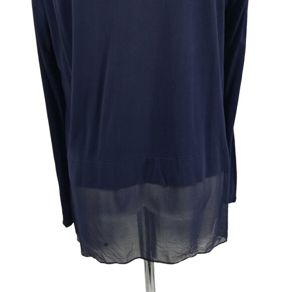 Eileen Fisher 100% Silk Long Sleeve Blue Blouse Size Petite S Sheer Hem Career - Picture 12 of 14